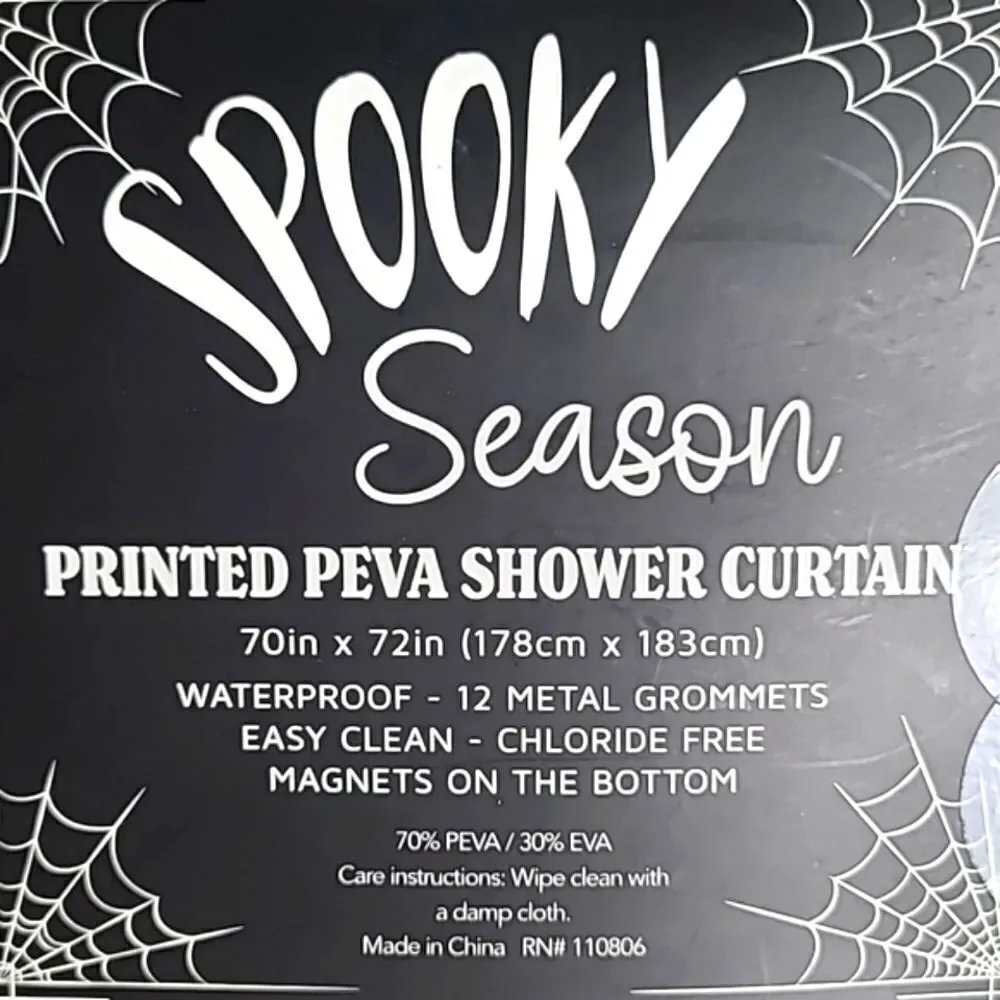 Halloween Black & White Pumpkin Faces Shower Curtain, 70